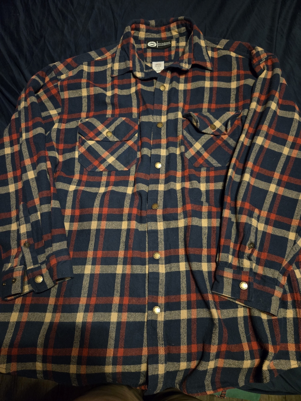 Men's Plaid Shirt Jacket - Navy, Red & Cream